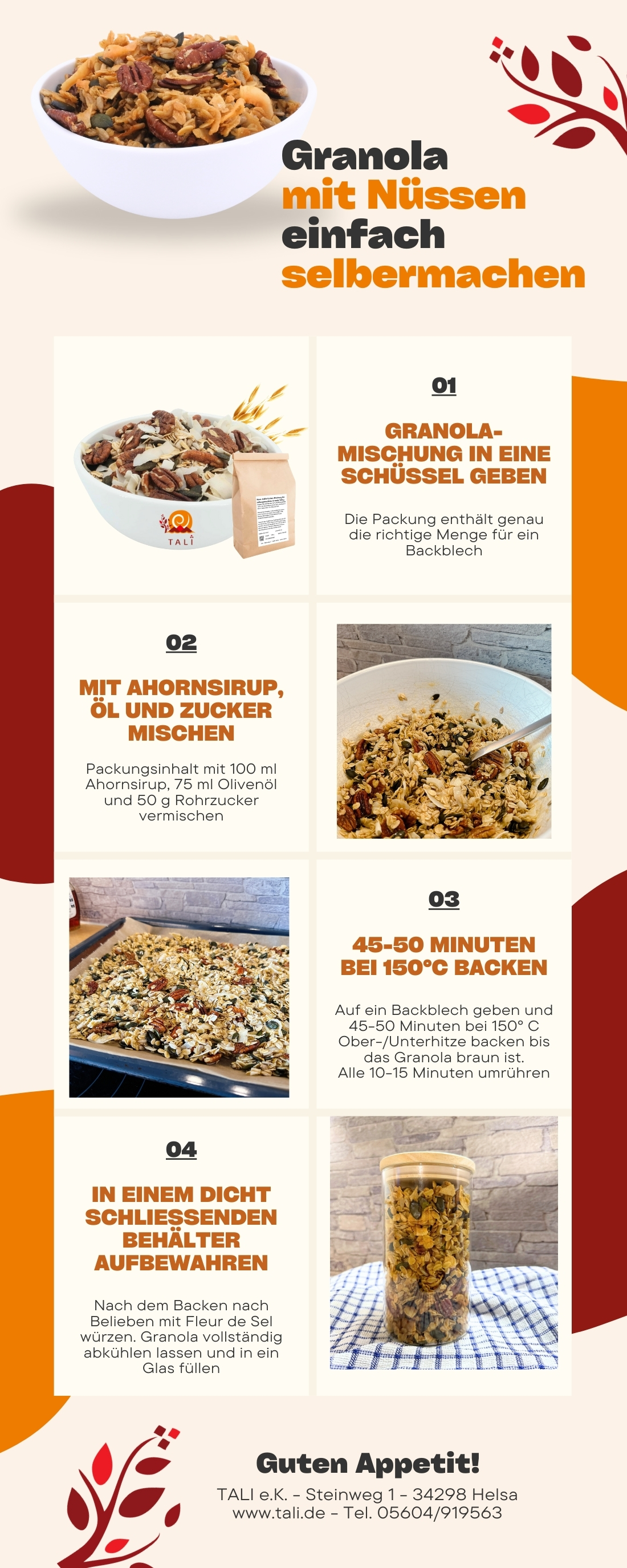 Nuss-Haferflocken-Mischung für selbstgemachtes Granola 500 g