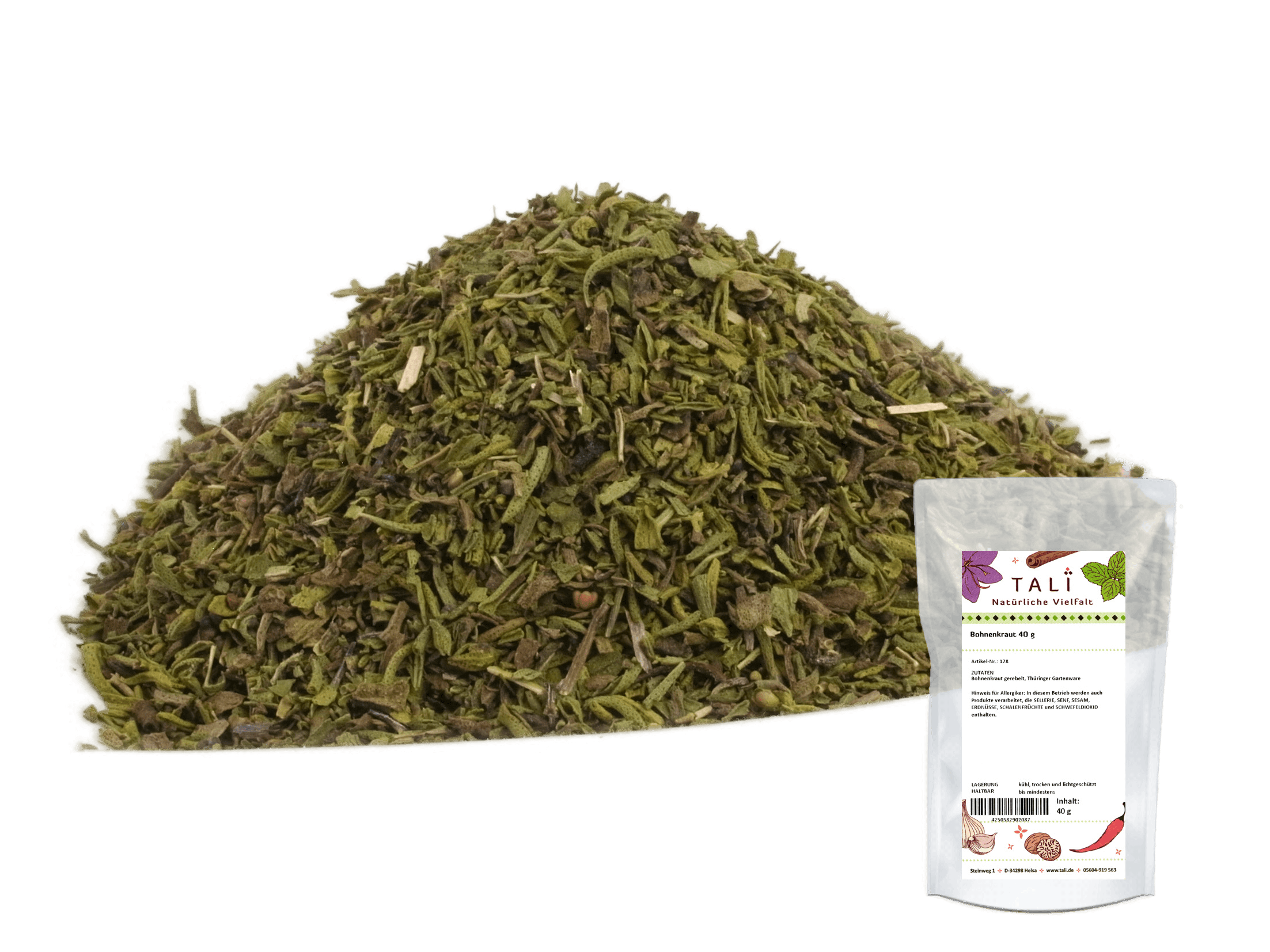 Getrocknetes Bohnenkraut 40 g – TALI Gewürz für Suppen und Eintöpfe