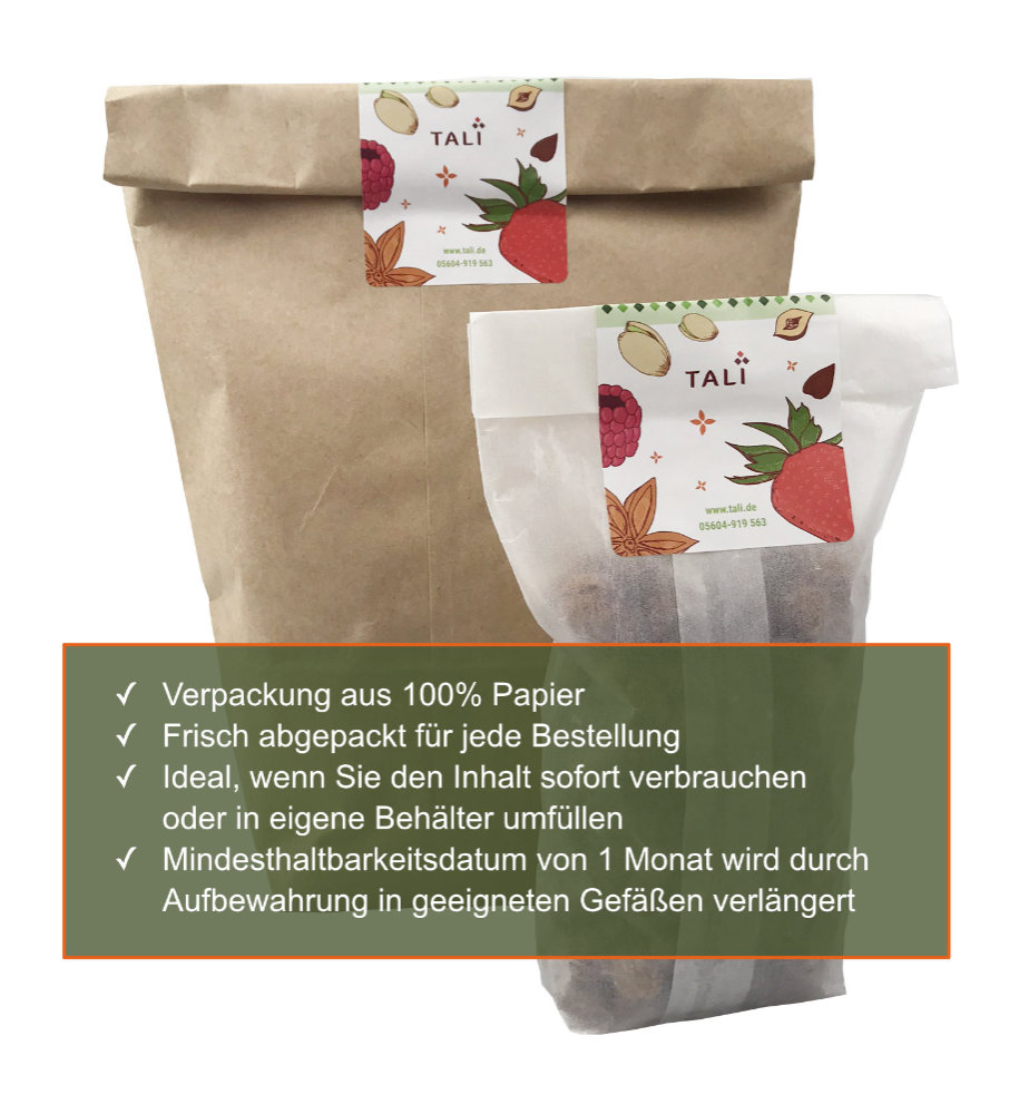 Dattel-Crunchy-Taler Papiertüte